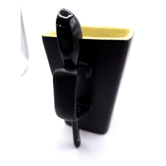 Black & Yellow Disaronno Ceramic Square Coffee Mug With Spoon Holder - Picture 4 of 7